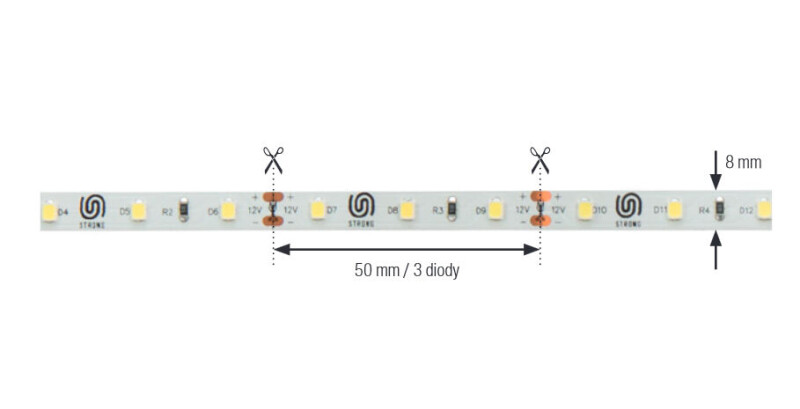 LED pásek 12W/m 12V (60 LED/m) 8mm bílá neutrální